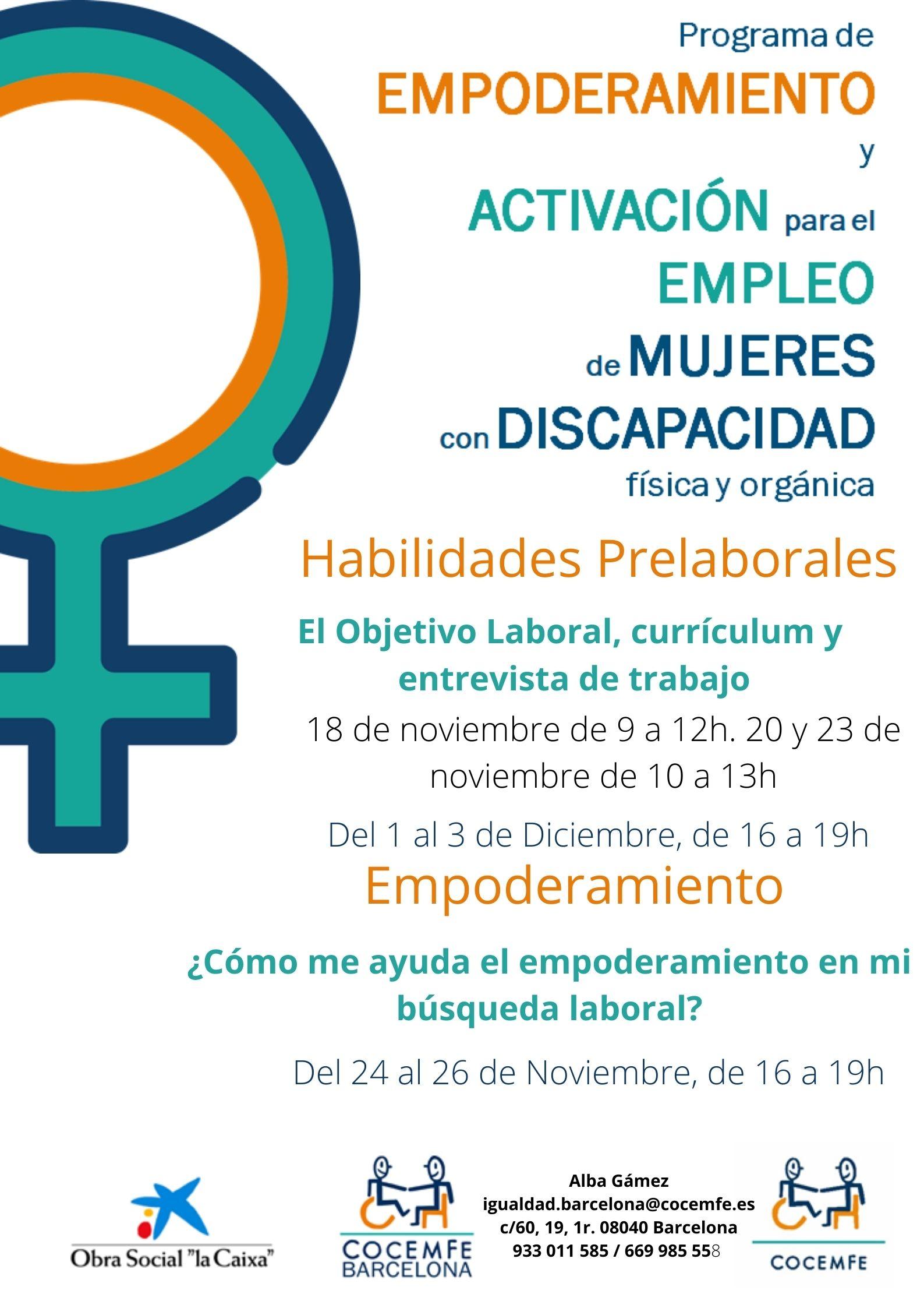 áspero especificar Reducción Formación para el empoderamiento y la activación laboral de las mujeres con  discapacidad | COCEMFE Barcelona