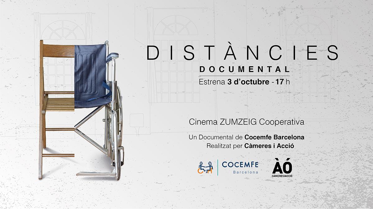Imagen del cartel del documental 'Distancias' promovido por COCEMFE Barcelona. 