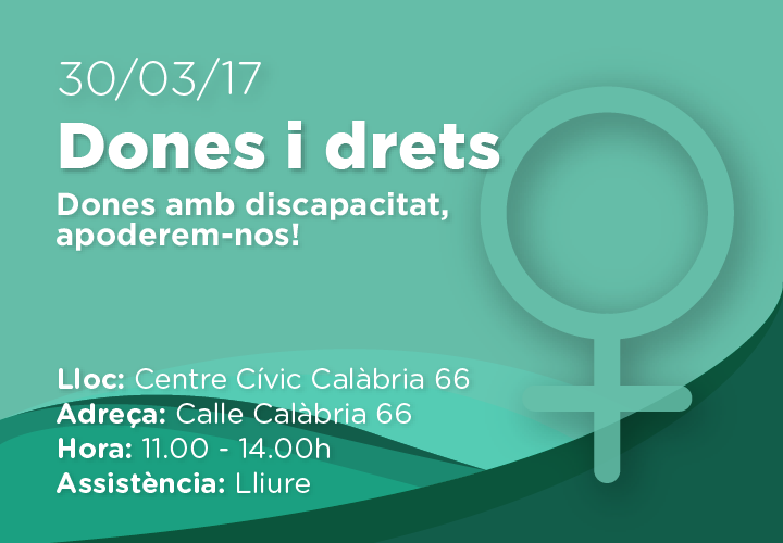  Demà 30 de març a les 11 hores començarà el cicle 'Dones amb discapacitat, apoderem-nos!' que inauguraran la regidora de Feminismes i LGTBI de l'Ajuntament de Barcelona, Laura Pérez i la presidenta de la Federació d'entitats de persones amb discapacitat física i orgànica COCEMFE BARCELONA, Pilar Díaz.