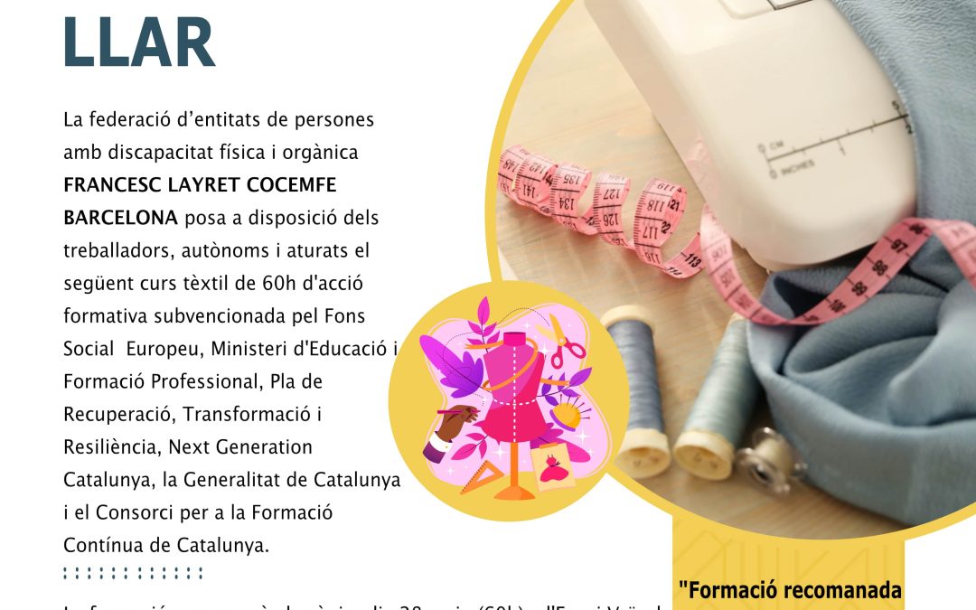 FORMACIÓ GRATUÏTA CONFORCAT A MIDA: ARRENJAMENTS EN ROBA DE VESTIR I DE LA LLAR