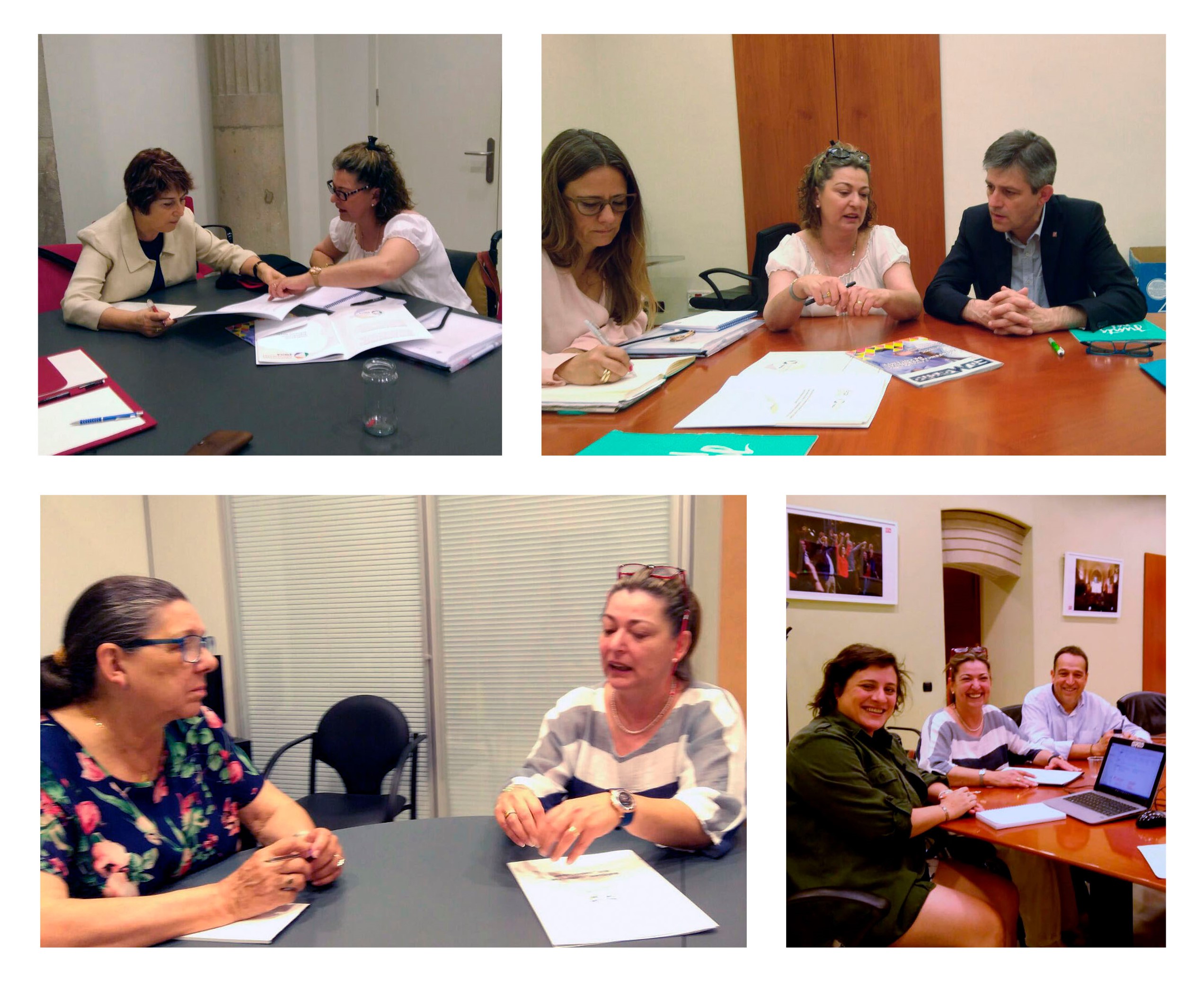 Imatge d’algunes de les reunions mantingudes amb els grups del Parlament de Catalunya durant el mes de juny. Al llarg del mes de juny ens hem reunit amb representants del Partit dels Socialistes de Catalunya, Partit Popular de Catalunya, Junts pel Sí, Catalunya Sí que es Pot, la CUP i Ciutadans.