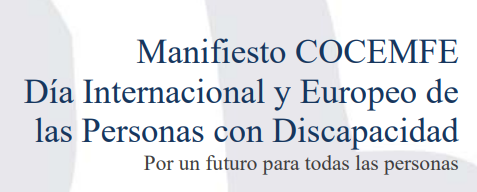 COCEMFE Barcelona reivindica el compliment de tots els articles de la Llei General dels Drets de les Persones amb Discapacitat “Per un futur per a totes les persones” és el títol del manifest de les persones amb discapacitat física i orgànica amb el qual COCEMFE i les seves entitats, entre elles COCEMFE Barcelona, volen comunicar públicament les seves propostes per acabar amb la vulneració de drets, llibertats i igualtat d'oportunitats d'aquest grup social.